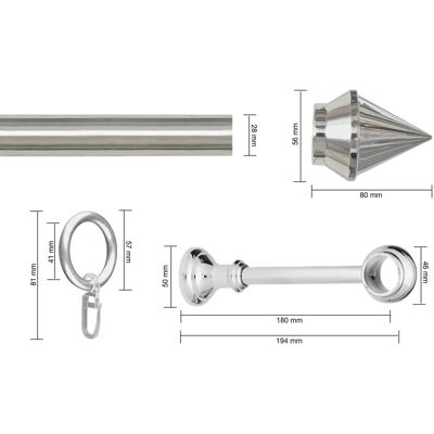 GARESA SEMARA Gardinenstange - 210cm, Grau, 28mm, 1 Läufig GARESA SEMARA Gardinenstange - 210cm, Grau, 28mm, 1 Läufig