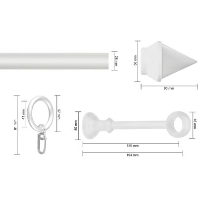 GARESA SEMARA Gardinenstange Weiß 280cm, 28mm, Verlängerbar GARESA SEMARA Gardinenstange Weiß 280cm, 28mm, Verlängerbar