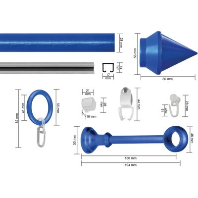 GARESA SEMARA Blaue Verstellbare Gardinenstange - Gardinenstange GARESA SEMARA Blaue Verstellbare Gardinenstange - Gardinenstange