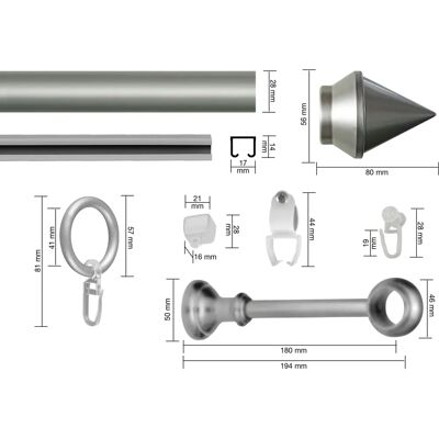 GARESA SEMARA Gardinenstange - 150cm, 28mm, Silber GARESA SEMARA Gardinenstange - 150cm, 28mm, Silber