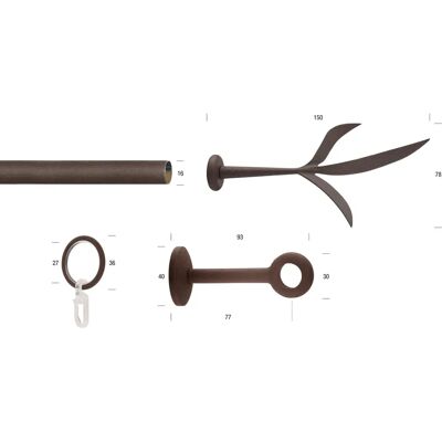 GARESA ESPERANCA Braune Rost Metall Gardinenstange - Vorhang Typ GARESA ESPERANCA Braune Rost Metall Gardinenstange - Vorhang Typ