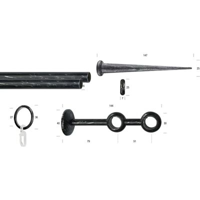 GARESA ESPERANCA Gardinenstange - Doppelmetall, 260cm, Schwarz GARESA ESPERANCA Gardinenstange - Doppelmetall, 260cm, Schwarz