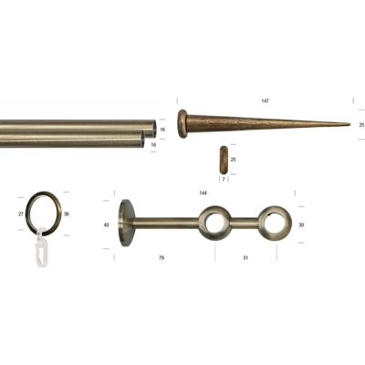 GARESA ESPERANCA Gardinenstange - Metall, 350cm, Antikmessing GARESA ESPERANCA Gardinenstange - Metall, 350cm, Antikmessing