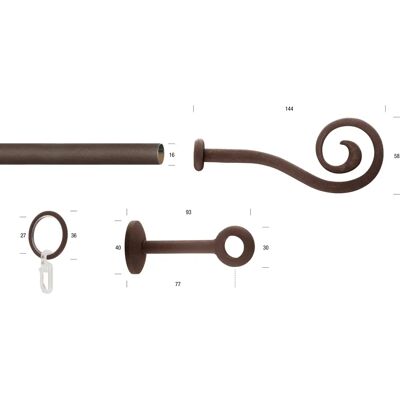 GARESA ESPERANCA Gardinenstange - Rustik Metall, 330cm, 16mm GARESA ESPERANCA Gardinenstange - Rustik Metall, 330cm, 16mm