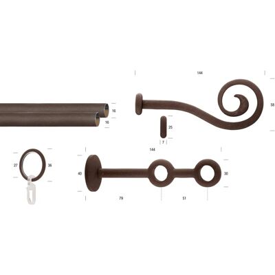 GARESA ESPERANCA Gardinenstange - 340cm, Braun (Rost), 2-läufig, Verstellbar GARESA ESPERANCA Gardinenstange - 340cm, Braun (Rost), 2-läufig, Verstellbar