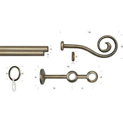 GARESA ESPERANCA Gardinenstange - Verstellbar, 2-läufig, Antikmessing GARESA ESPERANCA Gardinenstange - Verstellbar, 2-läufig, Antikmessing