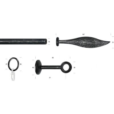 GARESA ESPERANCA Gardinenstange - Maßgefertigt, 230cm, Schwarz GARESA ESPERANCA Gardinenstange - Maßgefertigt, 230cm, Schwarz