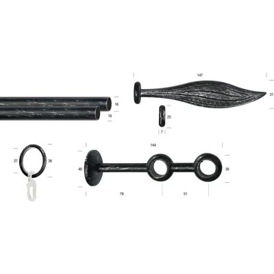 GARESA ESPERANCA Gardinenstange - Doppel, 340cm, Schwarz GARESA ESPERANCA Gardinenstange - Doppel, 340cm, Schwarz