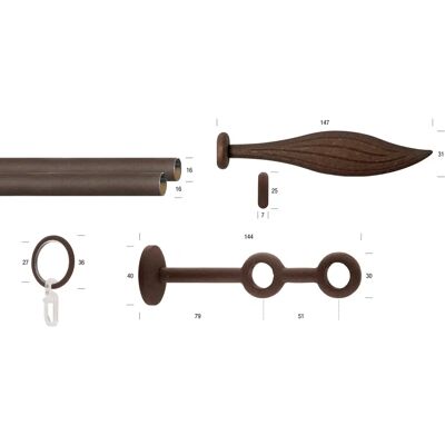 GARESA ESPERANCA Braune Gardinenstange - 2-läufig, 480cm, Ø 16mm - Gardinenstange GARESA ESPERANCA Braune Gardinenstange - 2-läufig, 480cm, Ø 16mm - Gardinenstange
