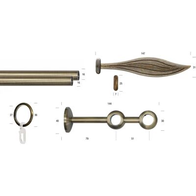 GARESA ESPERANCA Gardinenstange - Doppel, 120cm, Antikmessing GARESA ESPERANCA Gardinenstange - Doppel, 120cm, Antikmessing
