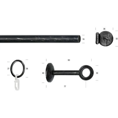 GARESA ESPERANCA Gardinenstange - 190cm, schwarz, Metall, rustikal GARESA ESPERANCA Gardinenstange - 190cm, schwarz, Metall, rustikal
