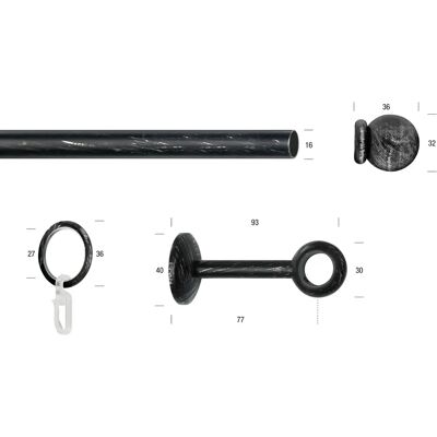 GARESA ESPERANCA Gardinenstange - Verstellbar, Metall, Schwarz GARESA ESPERANCA Gardinenstange - Verstellbar, Metall, Schwarz
