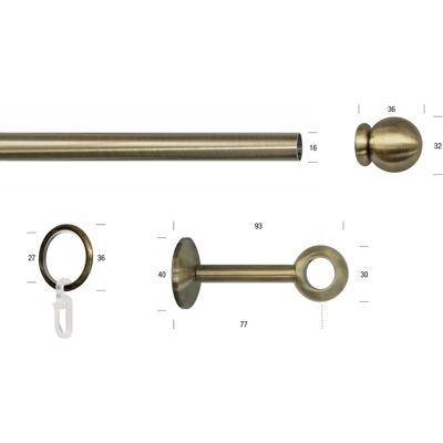 GARESA ESPERANCA Gardinenstange - 320cm, Ø16mm, goldfarben, rustikal GARESA ESPERANCA Gardinenstange - 320cm, Ø16mm, goldfarben, rustikal