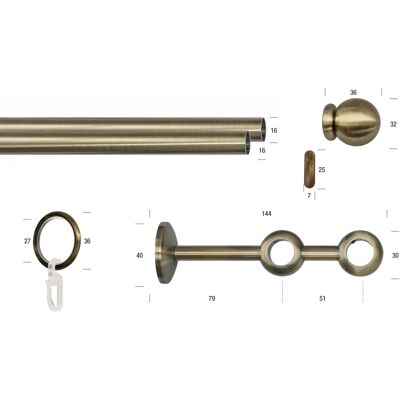 GARESA ESPERANCA Gardinenstange - 310cm, Gold, Doppel GARESA ESPERANCA Gardinenstange - 310cm, Gold, Doppel