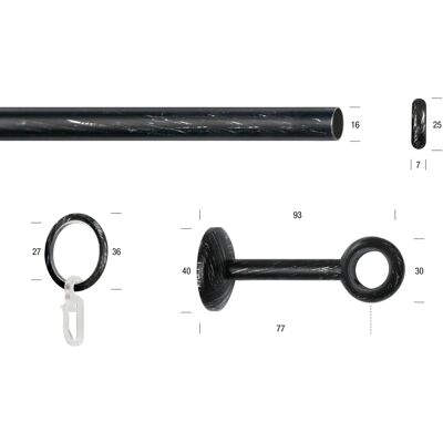 GARESA ESPERANCA Gardinenstange - 210cm, Schwarz, Metall, Rustikal GARESA ESPERANCA Gardinenstange - 210cm, Schwarz, Metall, Rustikal