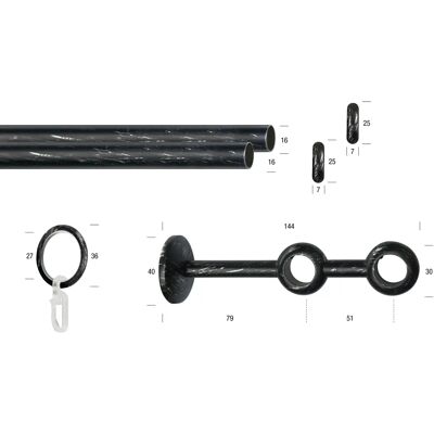 GARESA ESPERANCA Gardinenstange - 440cm, 16mm, 2-läufig, rustikal GARESA ESPERANCA Gardinenstange - 440cm, 16mm, 2-läufig, rustikal