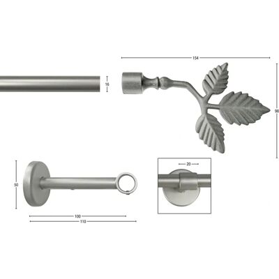 GARESA SHEET Silber Verstellbare Gardinenstange - Vorhang Typ GARESA SHEET Silber Verstellbare Gardinenstange - Vorhang Typ