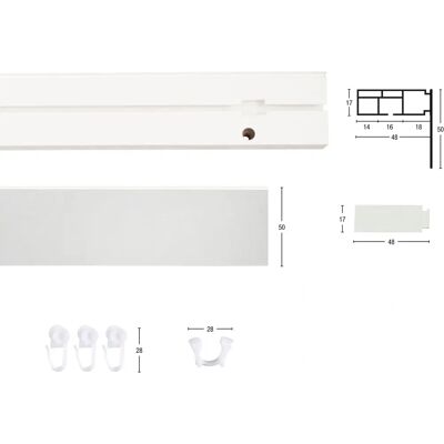 GARESA Weiße Kunststoff-Gardinenstange 220cm - Vorhangschiene GARESA Weiße Kunststoff-Gardinenstange 220cm - Vorhangschiene