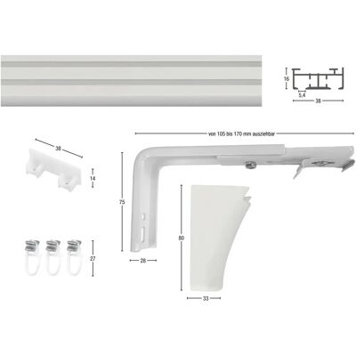 GARESA Smart Gardinenschiene 410cm - 2 Läufe, Weiß GARESA Smart Gardinenschiene 410cm - 2 Läufe, Weiß