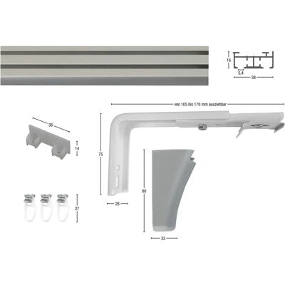 GARESA Aluminium Vorhangschiene 130cm - 2-läufig - Elegantes Design GARESA Aluminium Vorhangschiene 130cm - 2-läufig - Elegantes Design