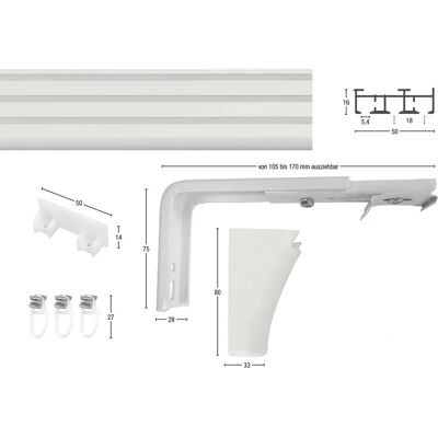 GARESA Smart Gardinenschiene - 3 Läufe, 480cm, Weiß GARESA Smart Gardinenschiene - 3 Läufe, 480cm, Weiß