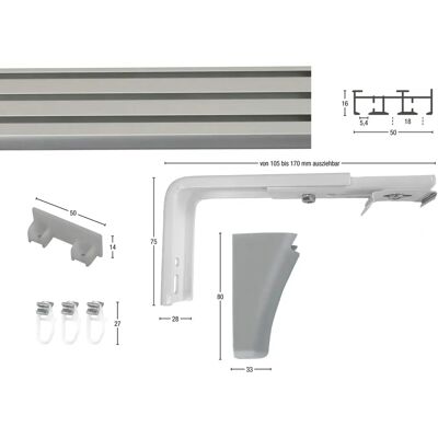 GARESA SMART Aluminiumschiene 530cm 3-läufig - Gardinenstangen GARESA SMART Aluminiumschiene 530cm 3-läufig - Gardinenstangen