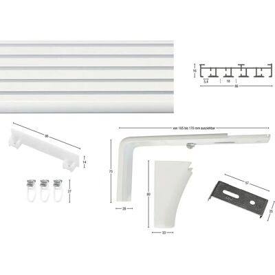 GARESA 170cm 5-läufig weiße Flächenvorhangschiene GARESA 170cm 5-läufig weiße Flächenvorhangschiene