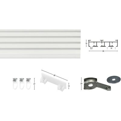 GARESA SMART Gardinenschiene - Weiß, 4 Läufig, 590cm GARESA SMART Gardinenschiene - Weiß, 4 Läufig, 590cm