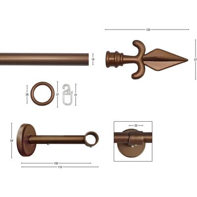 GARESA RUSTIKA Rustikale Gardinenstange - 420cm, 16mm, Braun GARESA RUSTIKA Rustikale Gardinenstange - 420cm, 16mm, Braun