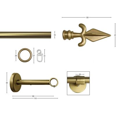 GARESA Rustika Gold Gardinenstange - 400cm, Ø16mm, Metall, Rustikal GARESA Rustika Gold Gardinenstange - 400cm, Ø16mm, Metall, Rustikal