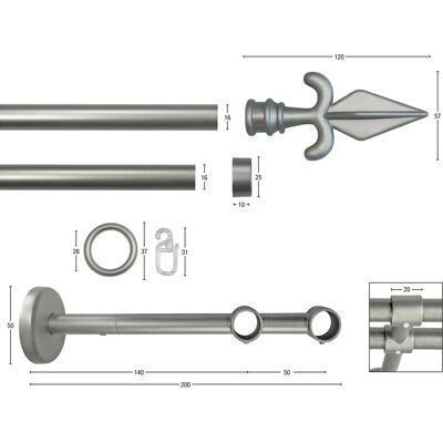 GARESA Rustika Gardinenstange - 430cm, 2-läufig, silber GARESA Rustika Gardinenstange - 430cm, 2-läufig, silber
