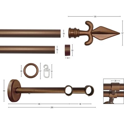 GARESA RUSTIKA Rustikale Gardinenstange - 100cm, 16mm, 2-läufig GARESA RUSTIKA Rustikale Gardinenstange - 100cm, 16mm, 2-läufig