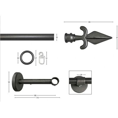 GARESA RUSTIKA Rustikale Gardinenstange - 360cm, Metall, Verlängerbar GARESA RUSTIKA Rustikale Gardinenstange - 360cm, Metall, Verlängerbar