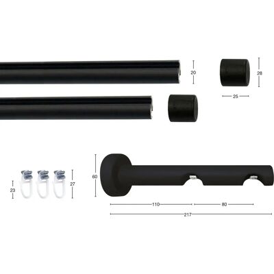 GARESA KEA Gardinenstange - 490cm, 2-läufig, schwarz - Gardinenstangen GARESA KEA Gardinenstange - 490cm, 2-läufig, schwarz - Gardinenstangen