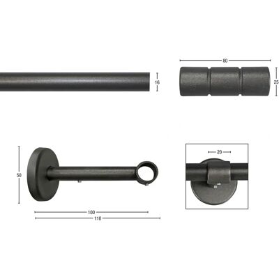 GARESA STAURA - 450cm Graue Gardinenstange für Kinder - Langlebig & Verlängerbar GARESA STAURA - 450cm Graue Gardinenstange für Kinder - Langlebig & Verlängerbar