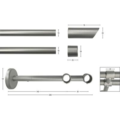 GARESA ZYLI Gardinenstange - 2 Läufig - 150cm - Silber GARESA ZYLI Gardinenstange - 2 Läufig - 150cm - Silber