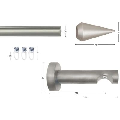 GARESA AGROS Aluminium-Gardinenstange - 180cm, Chrom GARESA AGROS Aluminium-Gardinenstange - 180cm, Chrom