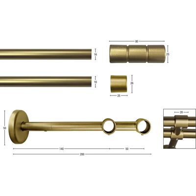 GARESA STAURA Gold Gardinenstange - Verstellbar, 2-läufig, 170cm GARESA STAURA Gold Gardinenstange - Verstellbar, 2-läufig, 170cm