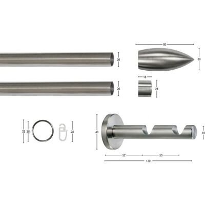 GARESA CARTOUCHE Gardinenstange - Silber - 230cm, 2 Läufig GARESA CARTOUCHE Gardinenstange - Silber - 230cm, 2 Läufig