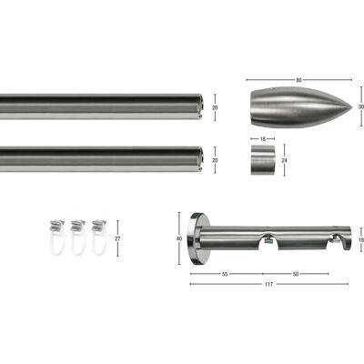 GARESA Cartouche Gardinenstange Edelstahl 160cm, 2-läufig, Kinder GARESA Cartouche Gardinenstange Edelstahl 160cm, 2-läufig, Kinder