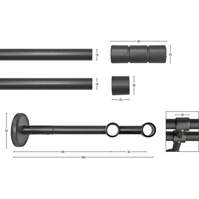 GARESA STAURA 190cm Verstellbare Metall Gardinenstange - Gardinenstange GARESA STAURA 190cm Verstellbare Metall Gardinenstange - Gardinenstange
