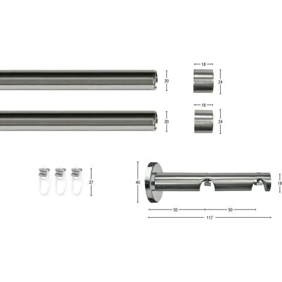 GARESA CHAPEAU Gardinenstange - 2-läufig, 400cm, Silber GARESA CHAPEAU Gardinenstange - 2-läufig, 400cm, Silber