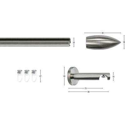 GARESA Cartouche Gardinenstange - Silber, 170cm, 1-läufig, Stahl GARESA Cartouche Gardinenstange - Silber, 170cm, 1-läufig, Stahl