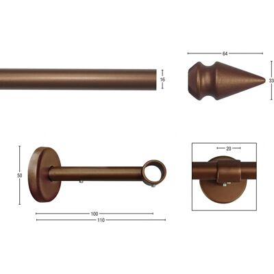 GARESA SPYRNA Gardinenstange - Bronze, 480cm, 16mm, Metall & Holz GARESA SPYRNA Gardinenstange - Bronze, 480cm, 16mm, Metall & Holz