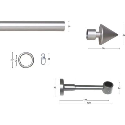 GARESA BASE Gardinenstange - Silber - 170cm, 20mm, 1-läufig GARESA BASE Gardinenstange - Silber - 170cm, 20mm, 1-läufig