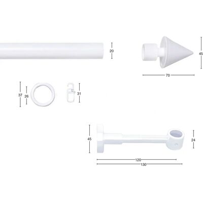 GARESA BASIS Weiße 320cm Verstellbare Gardinenstange GARESA BASIS Weiße 320cm Verstellbare Gardinenstange