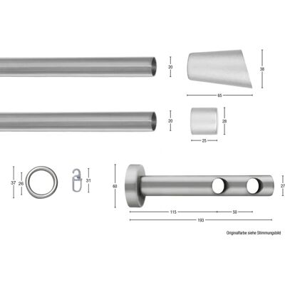 GARESA MOLIS Silbergardinenstange - 180cm, 20mm, 2-läufig - Gardinenstange GARESA MOLIS Silbergardinenstange - 180cm, 20mm, 2-läufig - Gardinenstange