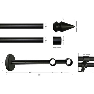 GARESA SPYRNA Gardinenstange - 16mm, 310cm, Schwarz GARESA SPYRNA Gardinenstange - 16mm, 310cm, Schwarz