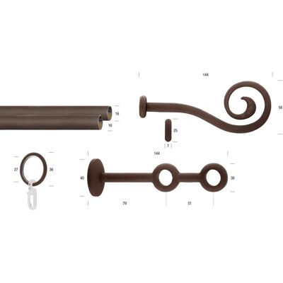 GARESA ESPERANCA Gardinenstange - Metall, 290cm, 2-läufig, Braun GARESA ESPERANCA Gardinenstange - Metall, 290cm, 2-läufig, Braun