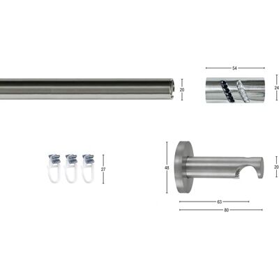 GARESA BOSTON Silber Gardinenstange - 410cm, Ø 20mm, 1-2 Läufig GARESA BOSTON Silber Gardinenstange - 410cm, Ø 20mm, 1-2 Läufig